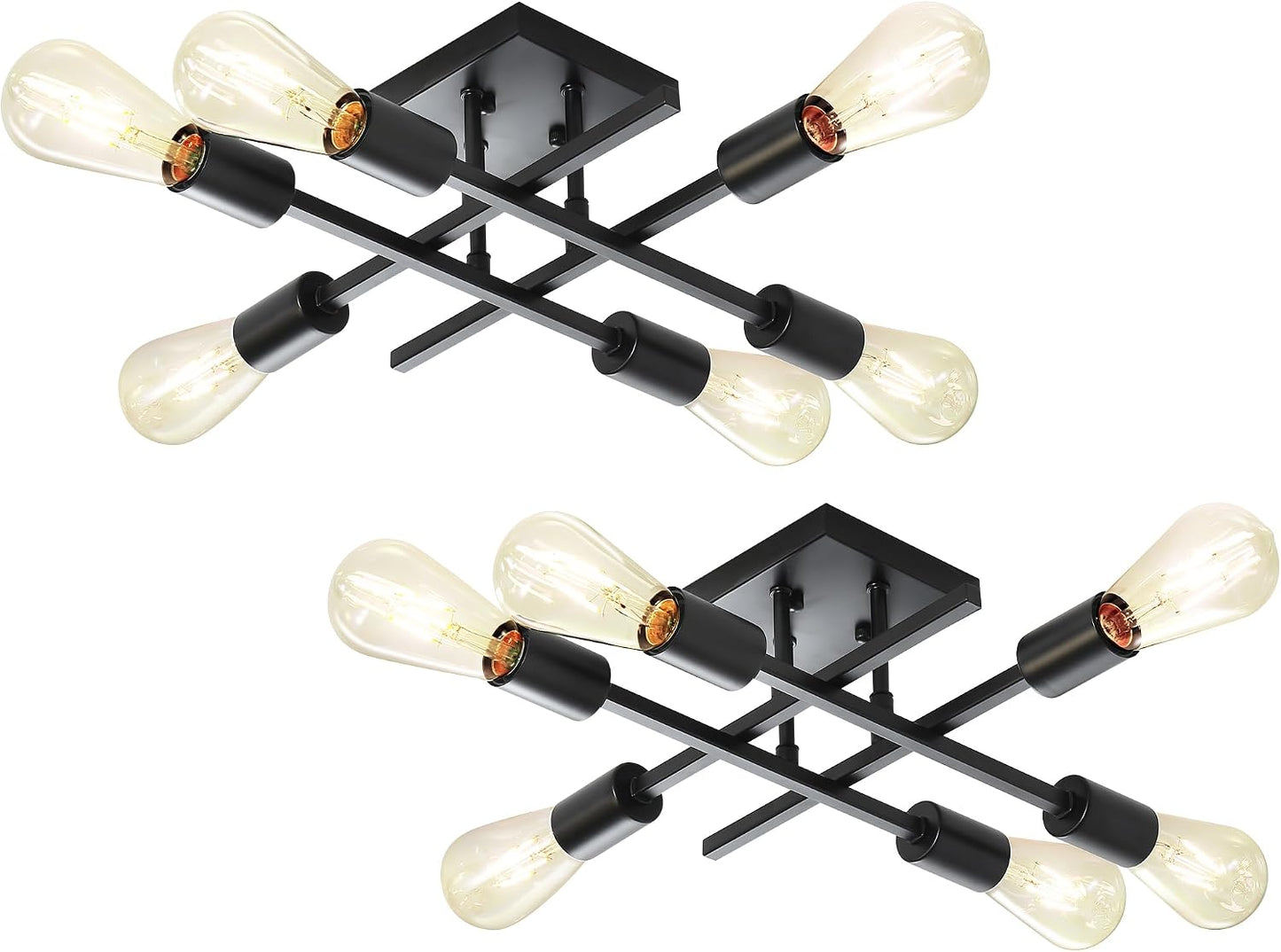 Lámpara techo semiempotrada 6 luces industrial negra E26