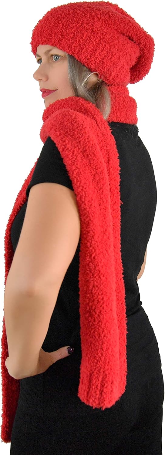 Set gorro y bufanda microfibra poliéster holgado rojo