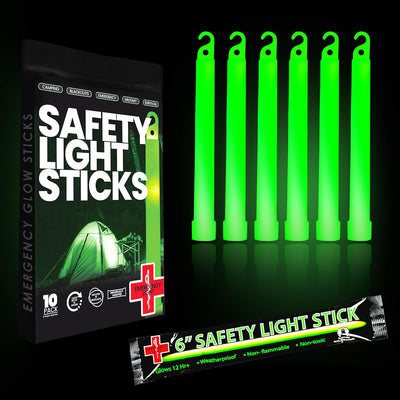 10 Luces Químicas Verde Brillantes 6pulg 12h Supervivencia