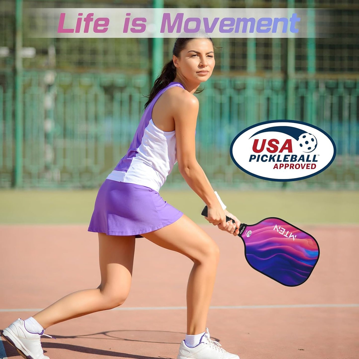 Set 4 paletas pickleball fibra vidrio USAPA 4 bolas bolsa