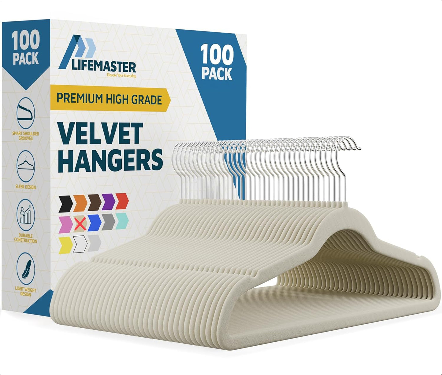Perchas terciopelo antiderrap set 100 con gancho 360°