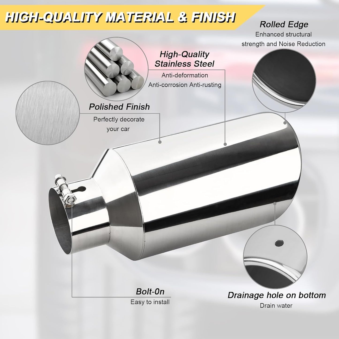 Tubo escape acero inox 4x7" 15" atornillado
