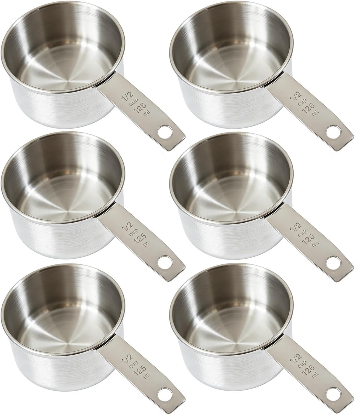6 tazas medidoras de acero inoxidable 4.2 fl oz para cocina y hornear