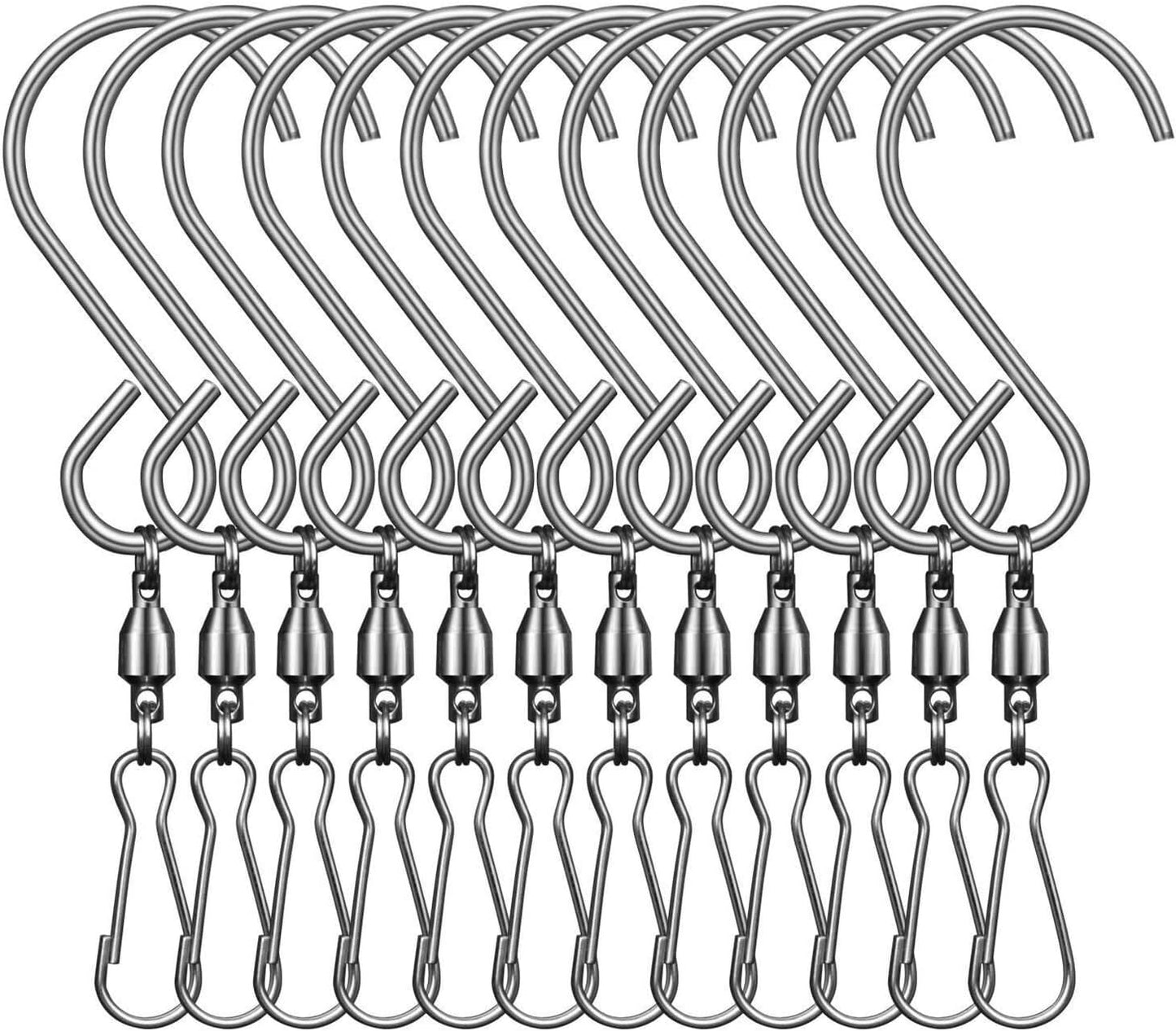 12 Ganchos Acero Inox con Clip Giratorio para Hilanderos