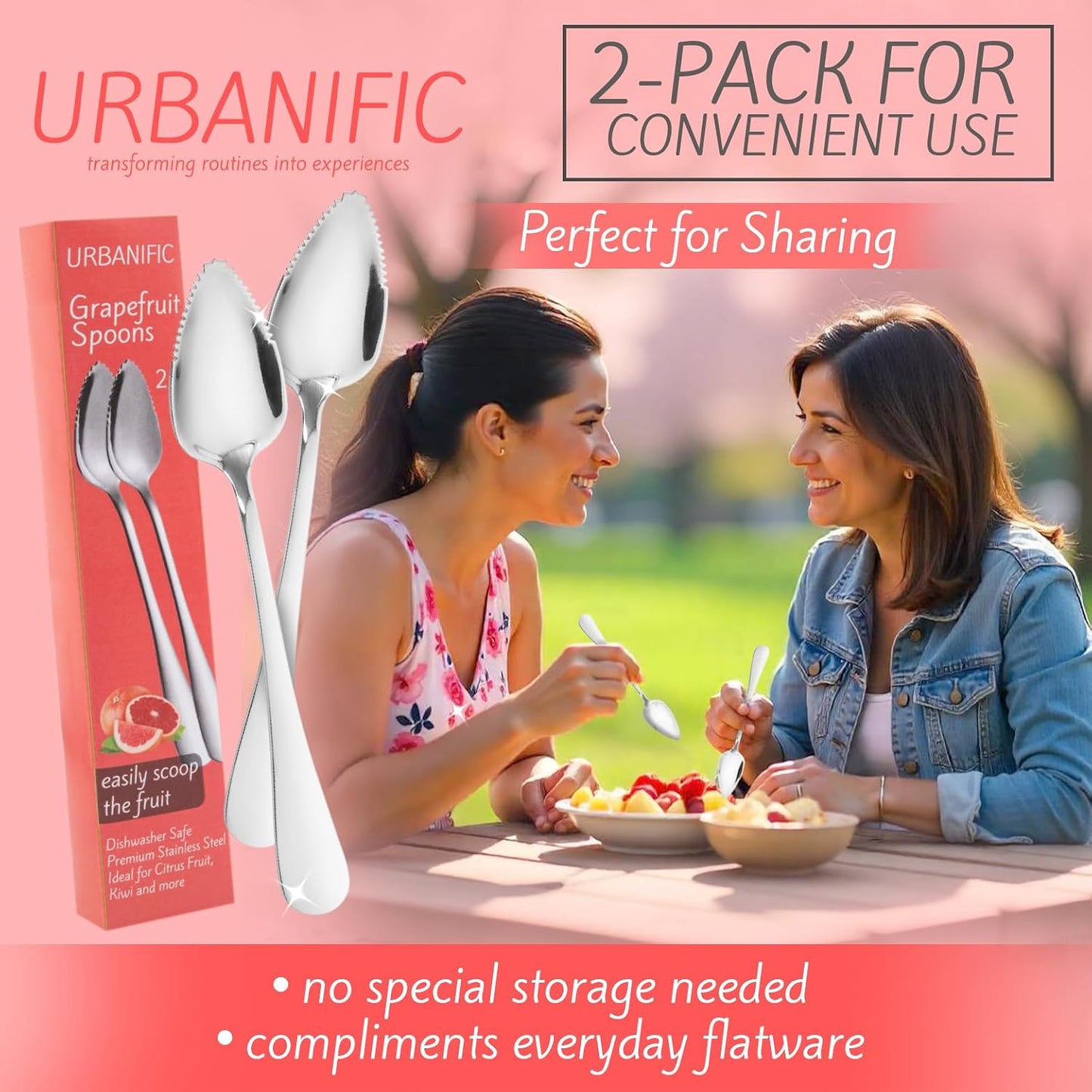Cucharas acero inox serradas para toronja y naranjas 2 pzas