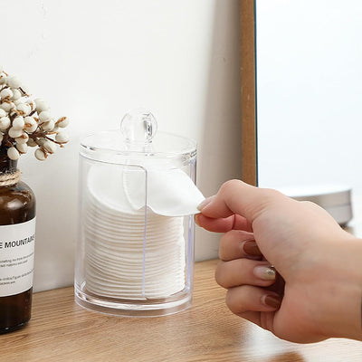 Dispensador algodón plástico transparente con tapa