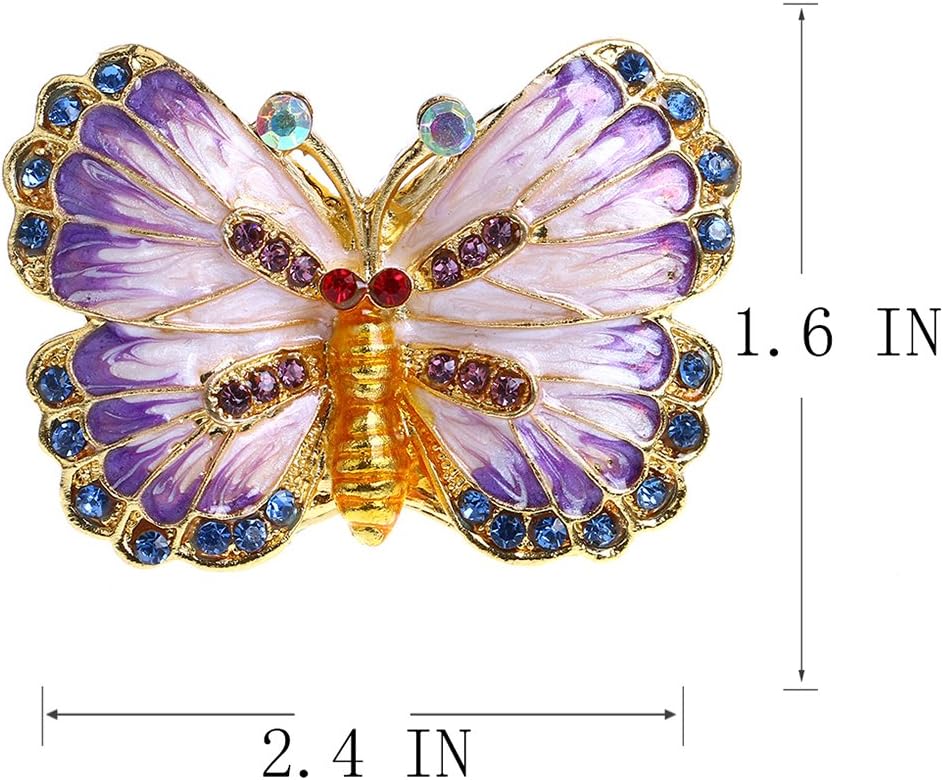 Caja baratijas mariposa bisagras joyería decorativa