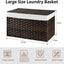 Cesta almacenamiento mimbre sintético 105L asa marrón