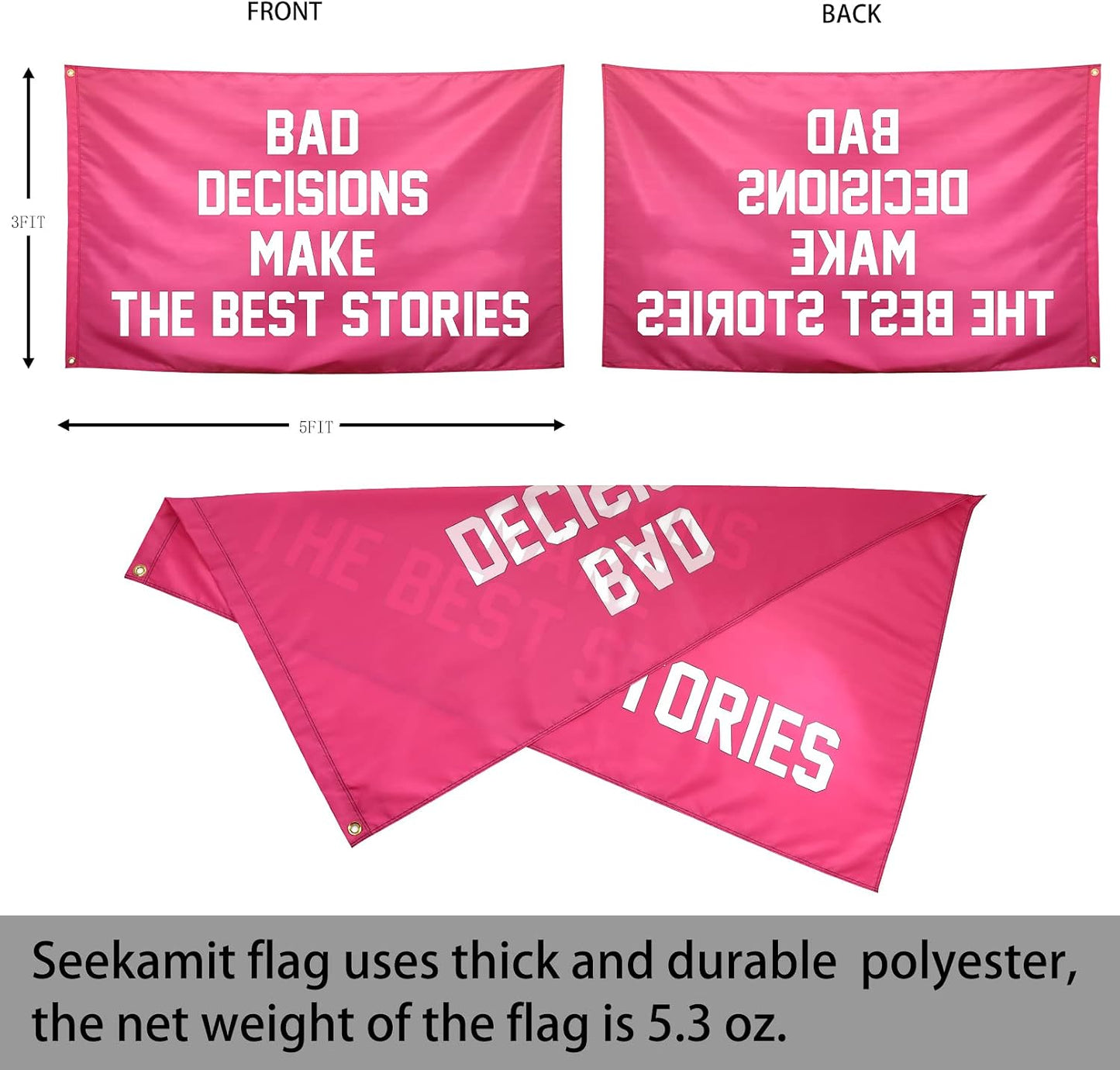 Bandera rosa divertida para dormitorio universitario niña