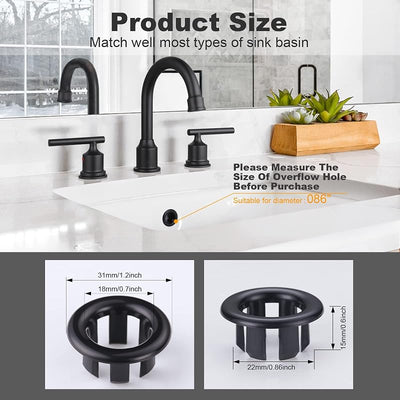 2 Pzas Anillos Desbordamiento Fregadero Negro Mate
