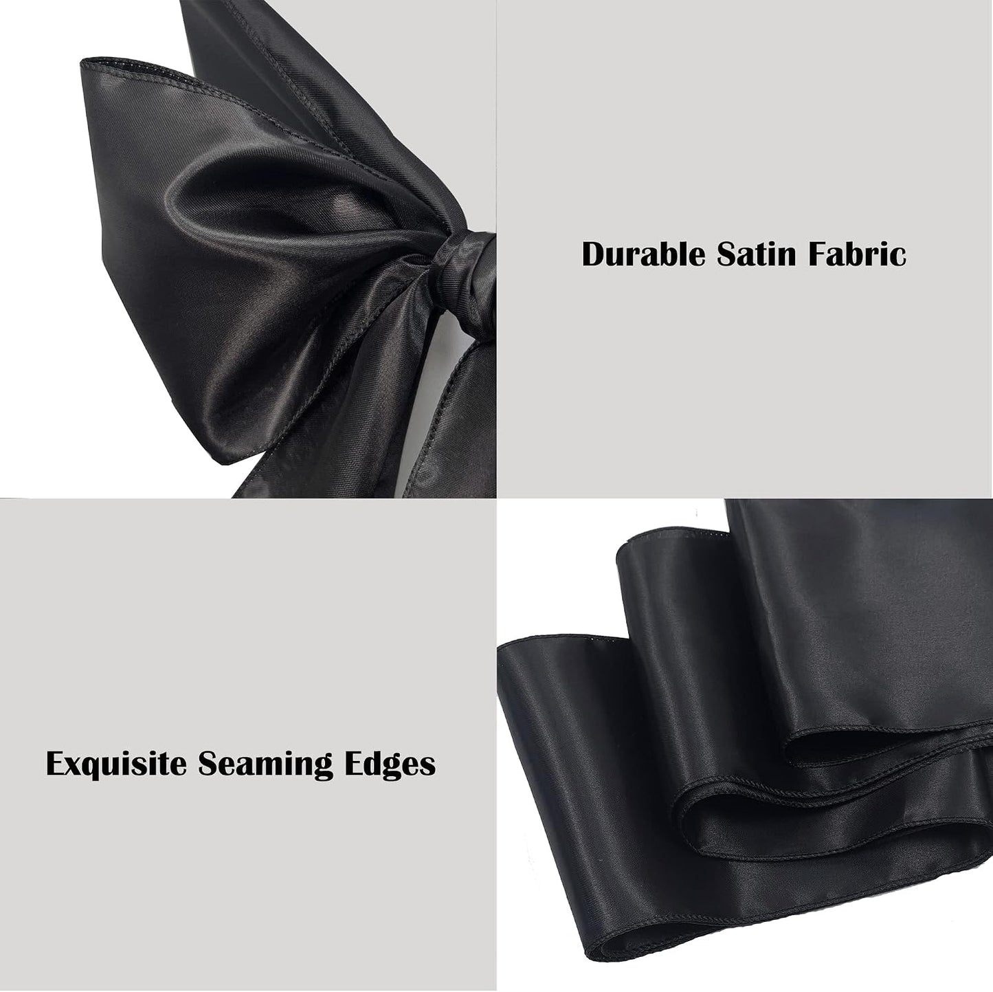 Bandas satén para silla 50 lazos bodas eventos negro