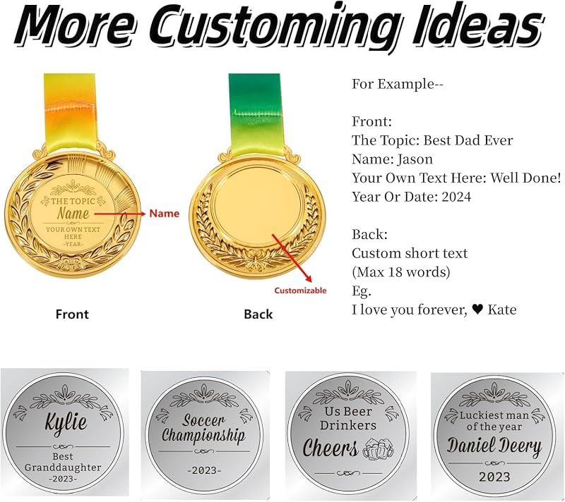 Medallas Oro Personalizadas 1er 2do 3er Lugar Escolares