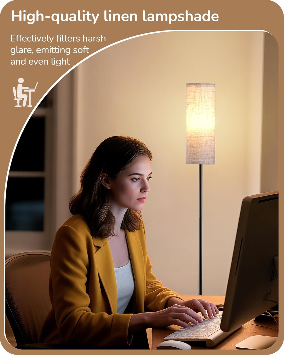 Lámpara pie moderna 63.7pulg LED 9w 3 temperaturas