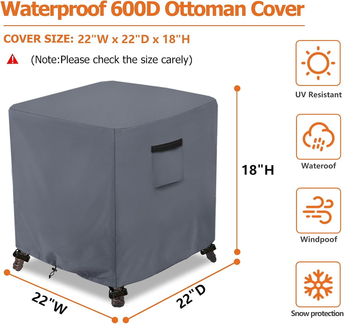 Funda impermeable para taburete exterior 22x22 pulg