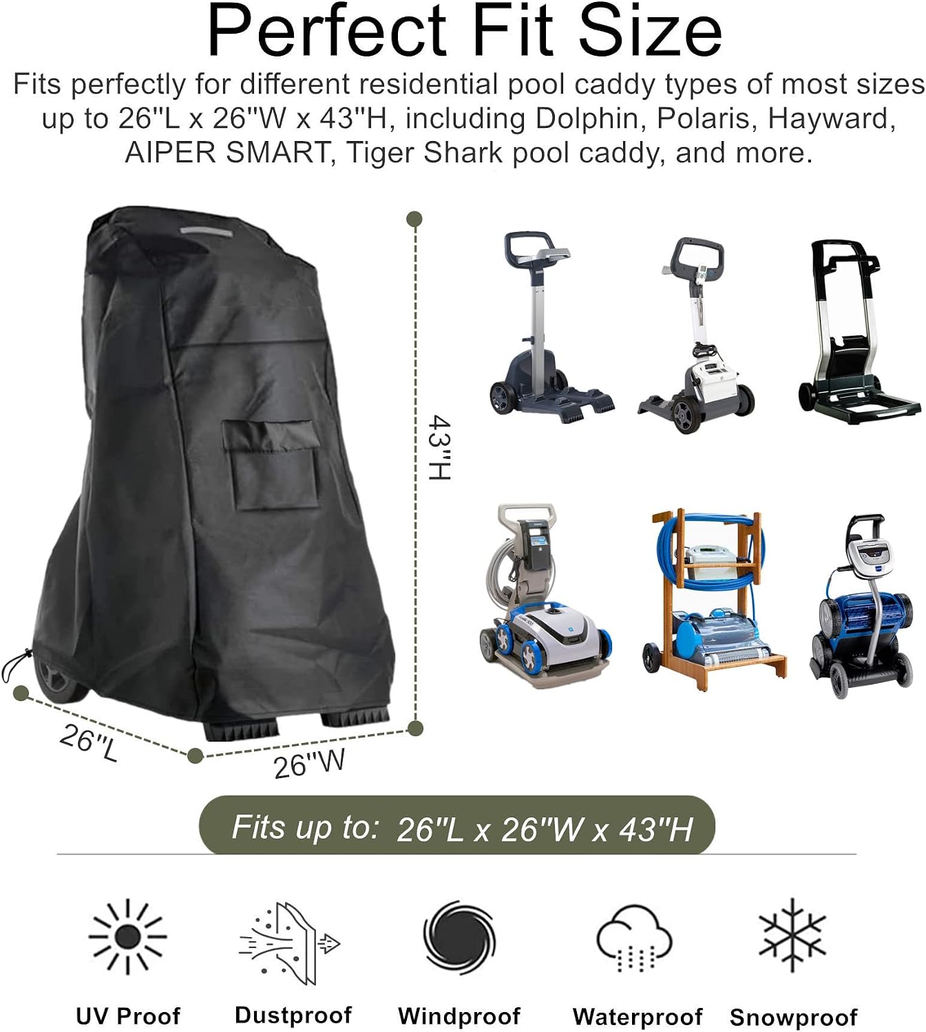 Cubierta piscina robot impermeable 26x26x43pulg