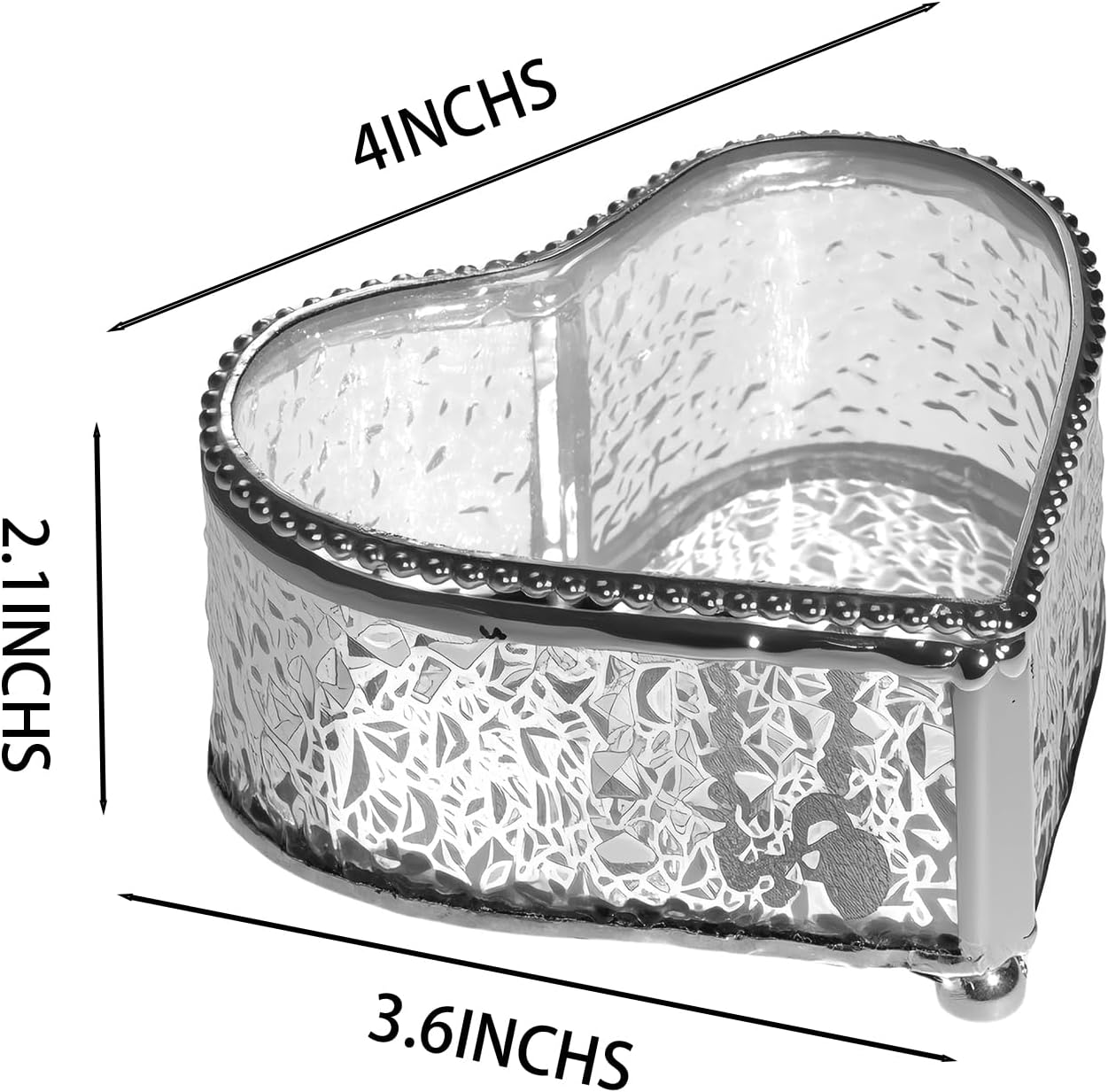 Caja cristal vintage para anillos y recuerdos 4x3.6"