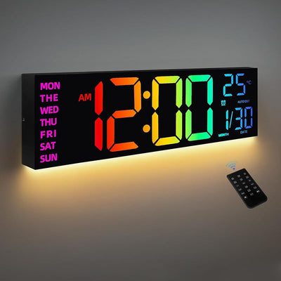 Reloj pared digital 16.2pulg 8 colores luz nocturna