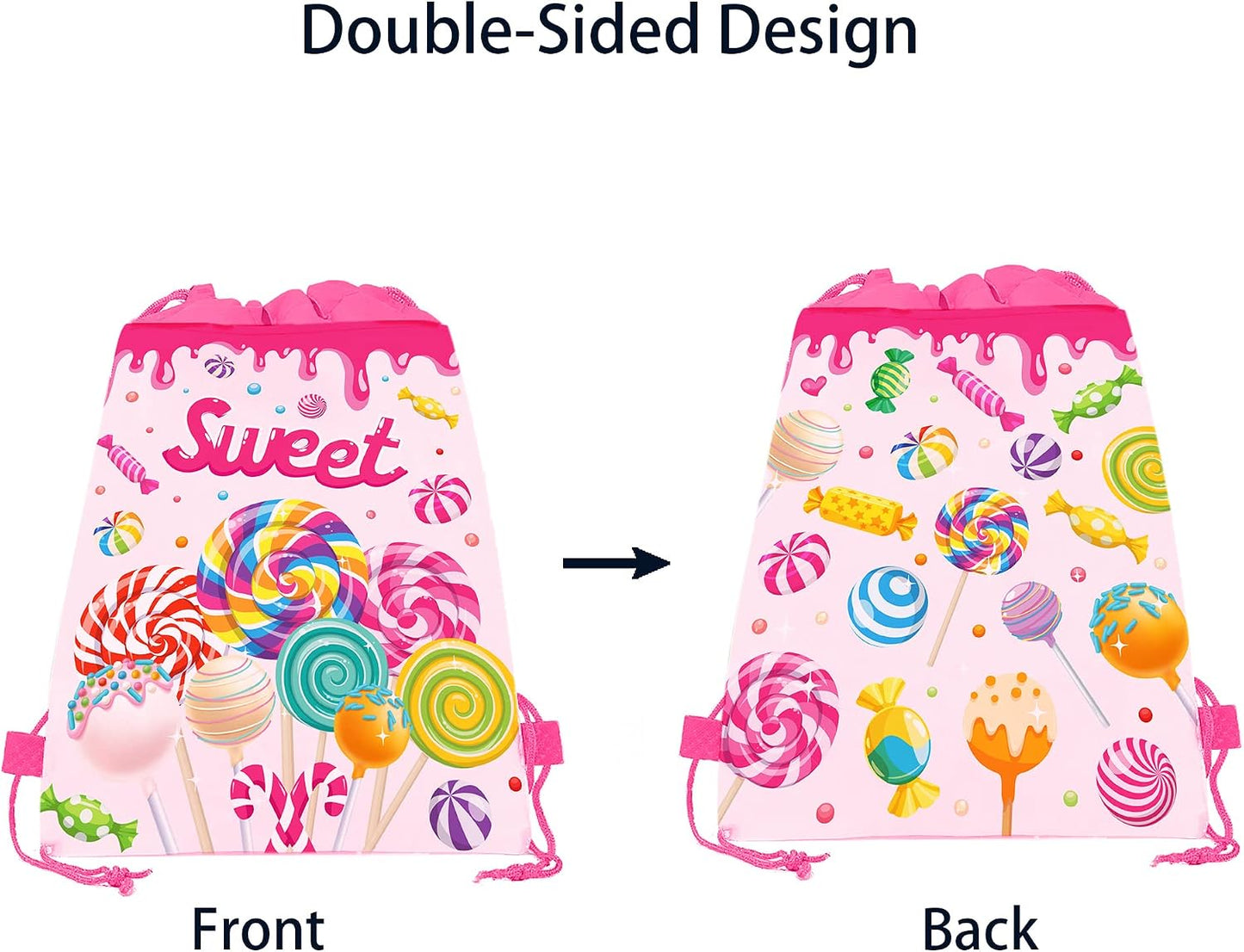 12 Bolsas Fiesta con Cordón Piruleta para Niños 10.6x13.4pulg
