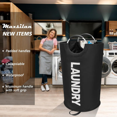Cesta lavandería extragrande 125l plegable color negro