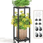 Soporte plantas hierro negro 2 niveles rueda para maceta