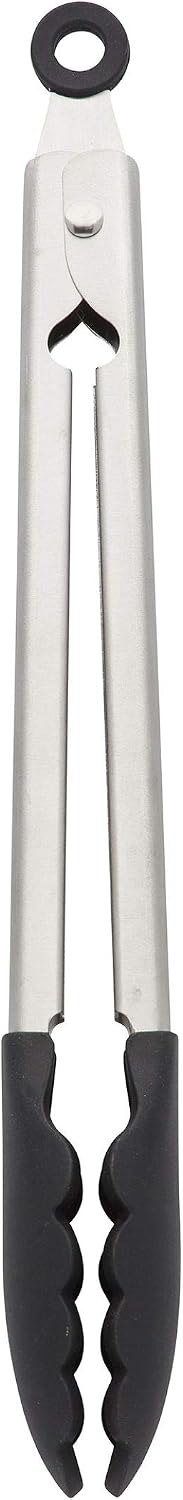 Pinzas acero inox con punta silicona 12pulg negro