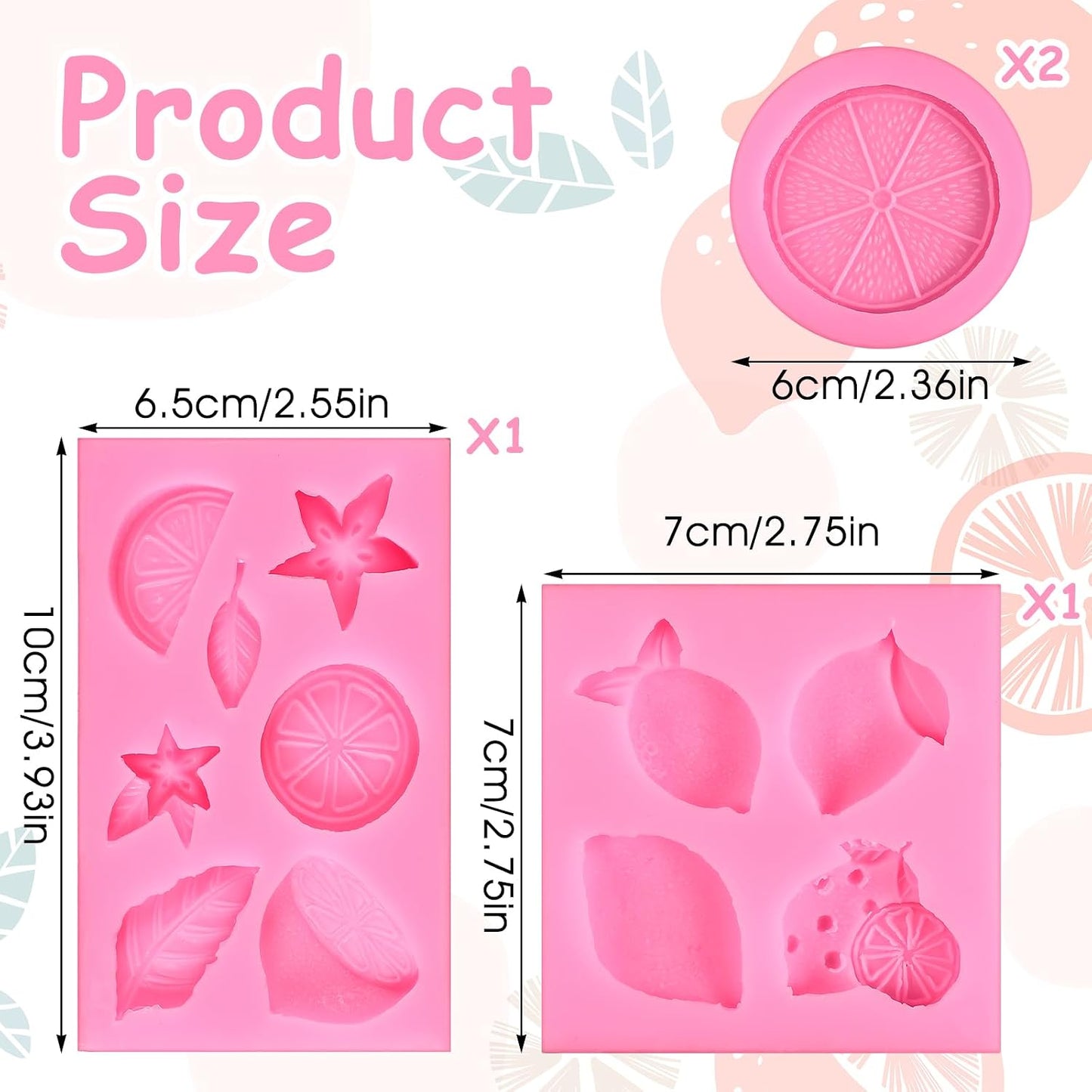 Molde silicona fondant limón hojas decoración cupcakes pasteles