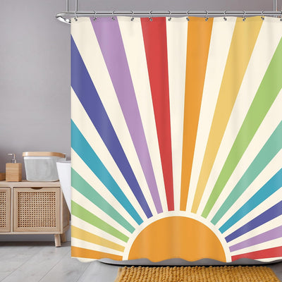Cortina ducha bohemia vintage 60x72pulg diseño arco iris