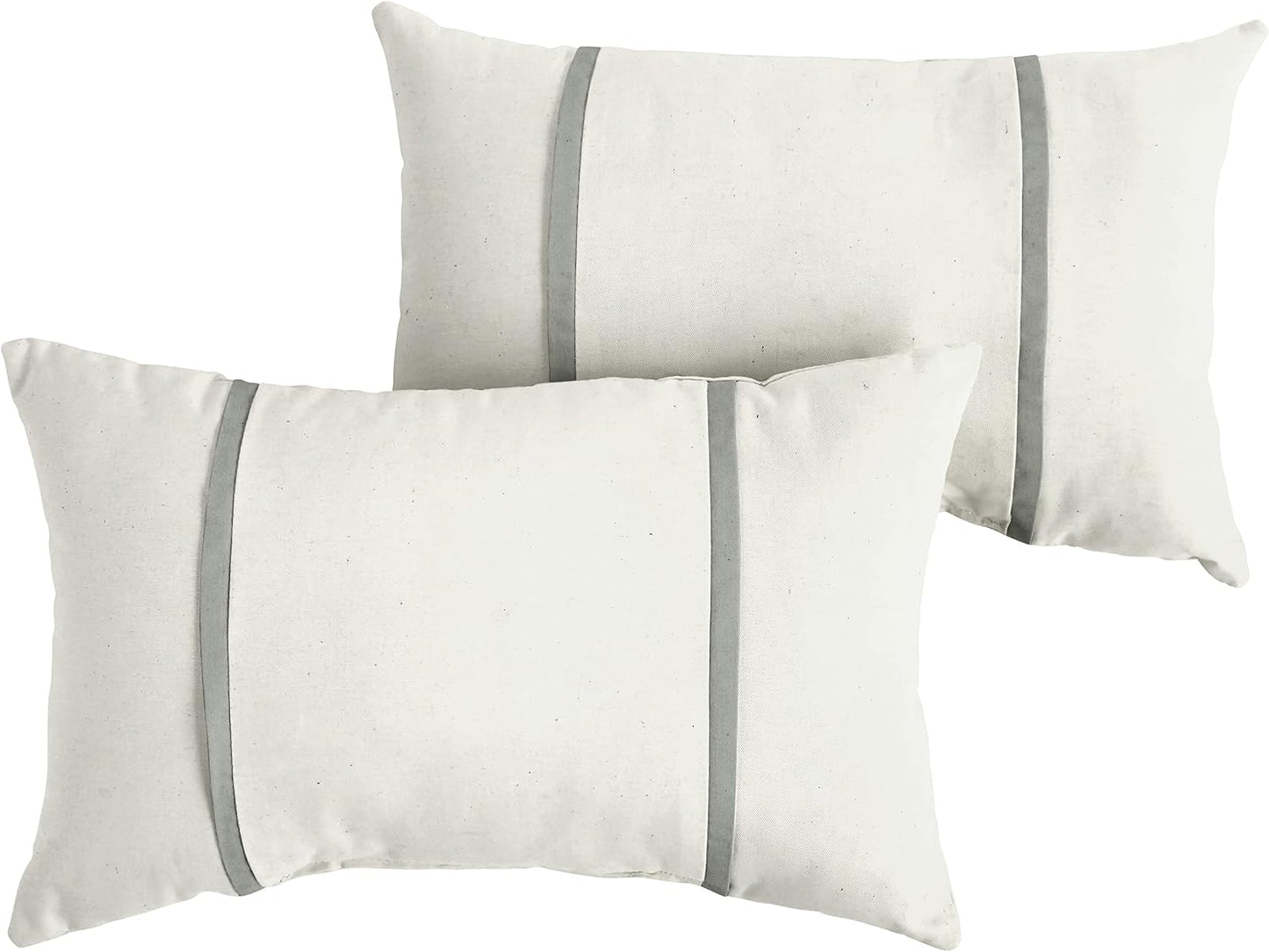Almohadas lumbares Sunbrella lona marfil y gris carbón set 2