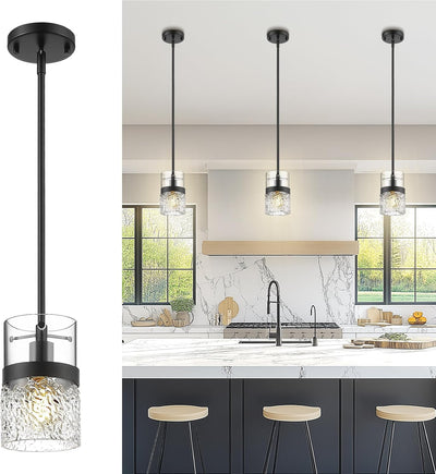 Lámpara colgante negra 5pulg isla cocina varilla ajustable