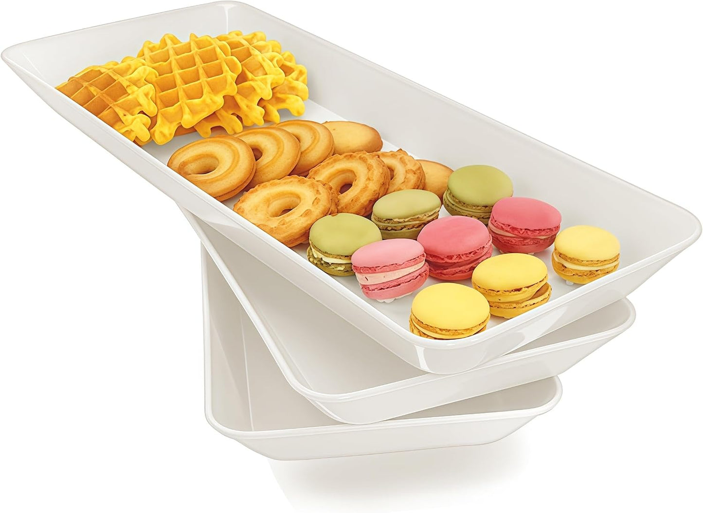 Bandeja plástico blanco 3 Pzas para frutas aperitivos