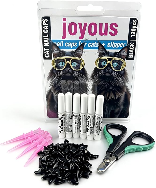 Set 120 tapas uñas gato con cortaúñas adhesivo