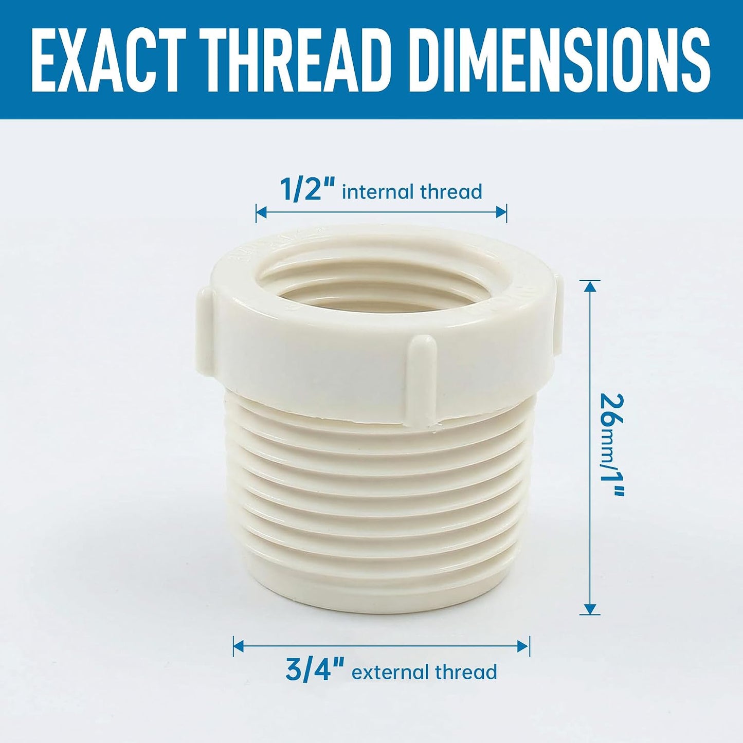20 Pzas Reductor PVC 3/4 a 1/2 pulg