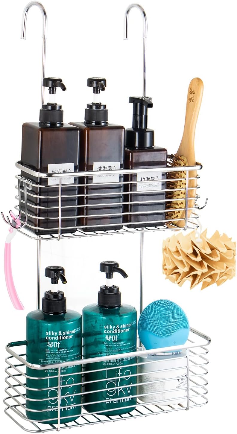 Organiz. ducha acero inox doble capa colgante