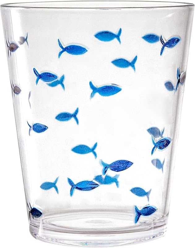 6 Vases Acrílico Pesca 16.5oz Sin BPA Transparentes Azul