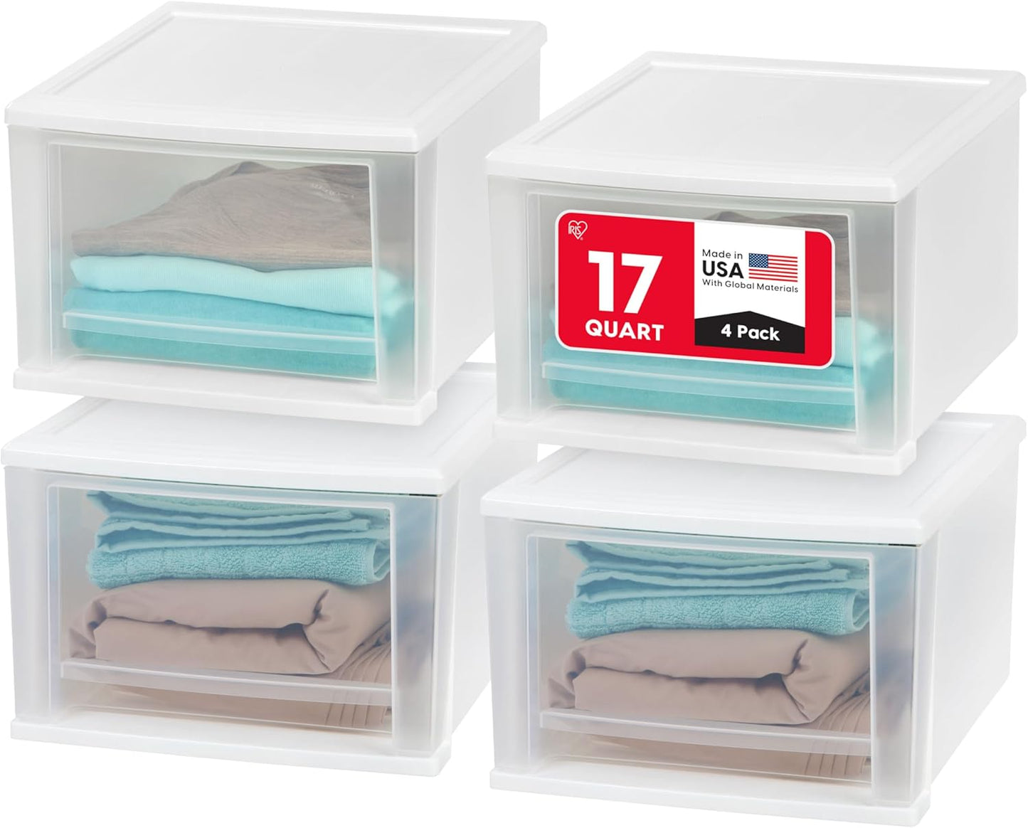 Cajón apilable 17qt set 4 color blanco