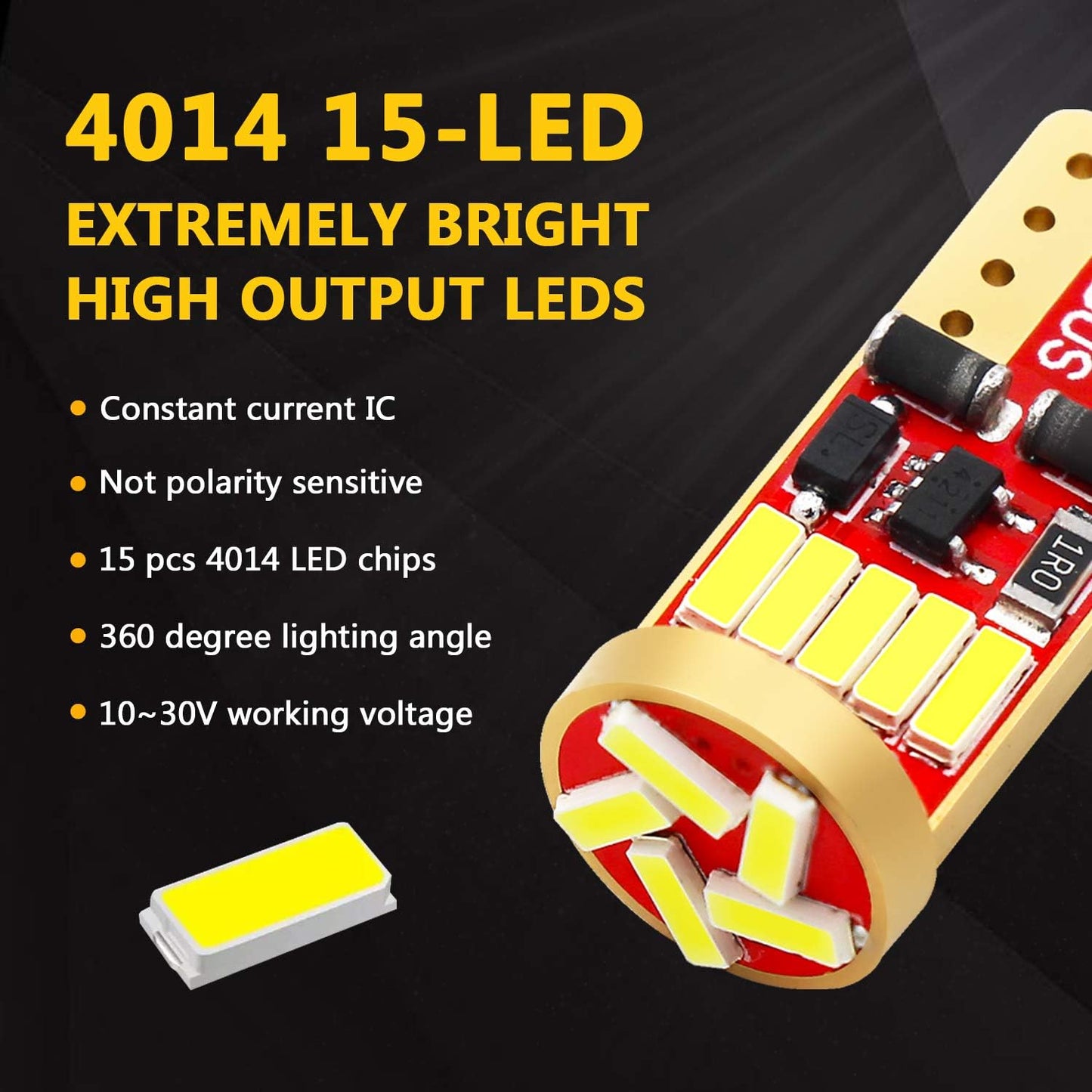Bombilla LED W5W T10 500lm 6000K para interior auto paquete 2