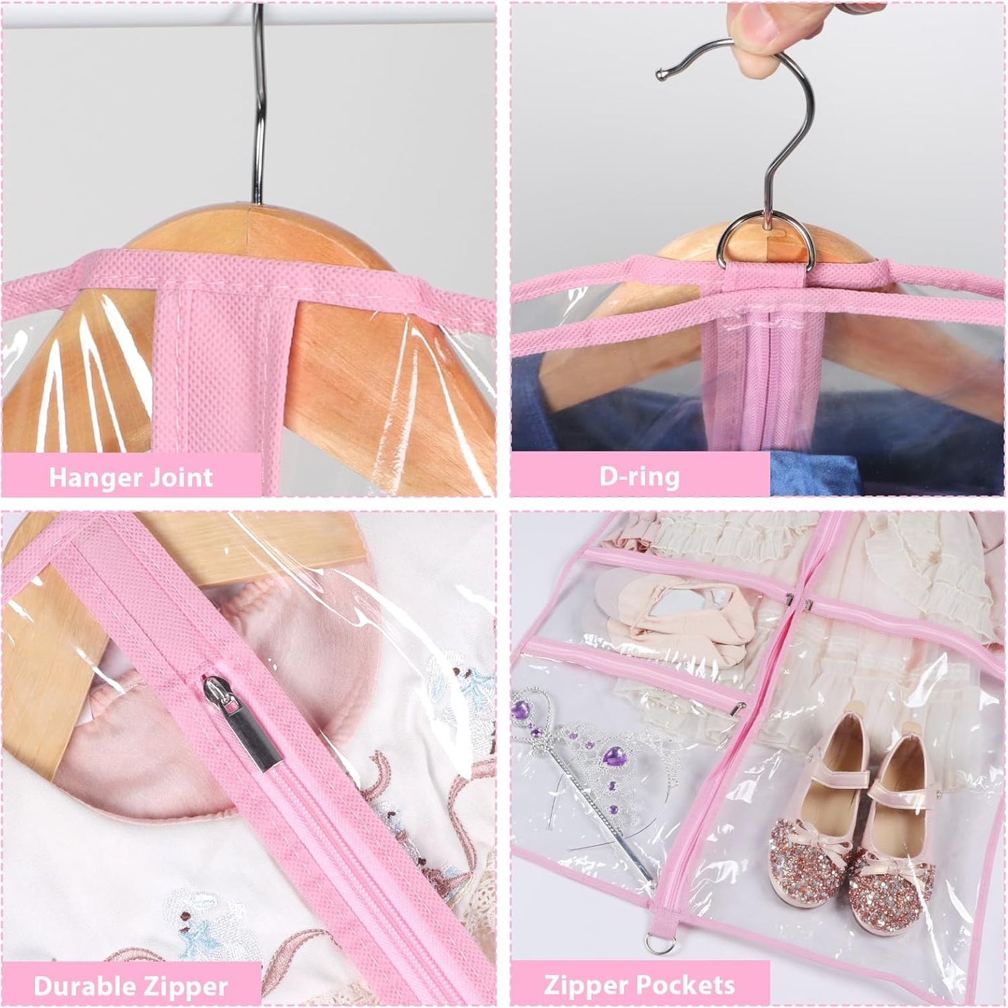 Bolsas ropa transparente baile 40" niños 6 Pzas rosa
