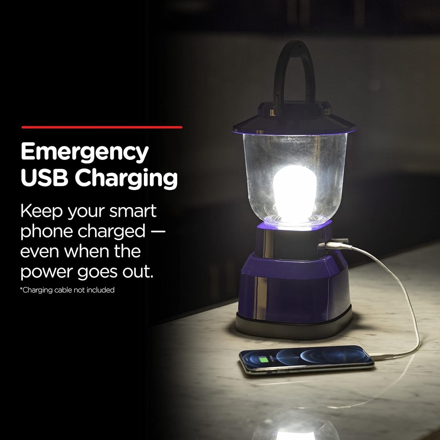 Linterna LED camping a pilas y USB