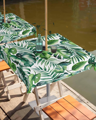 Mantel cuadrado hojas palma verdes con cremallera impermeable