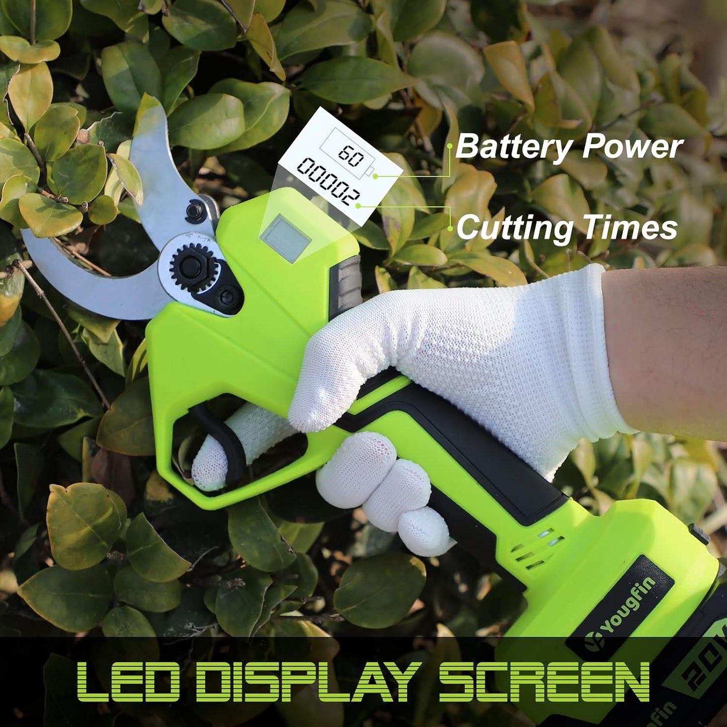 Tijeras podar eléctricas 20V inalámbricas LCD jardinería