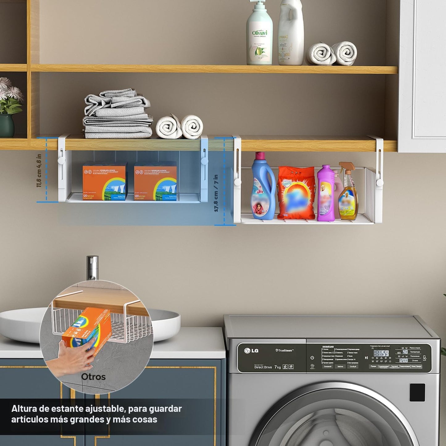 2 Organiz. Canasta Colgante Ajustable Cocina
