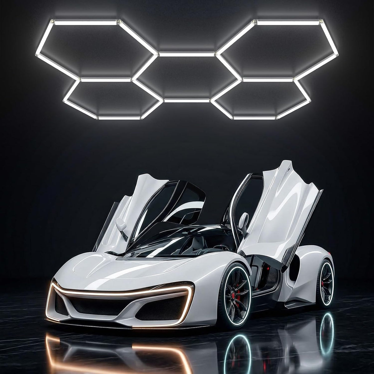 Luces hexagonales garaje 5 LED 6500K poliester