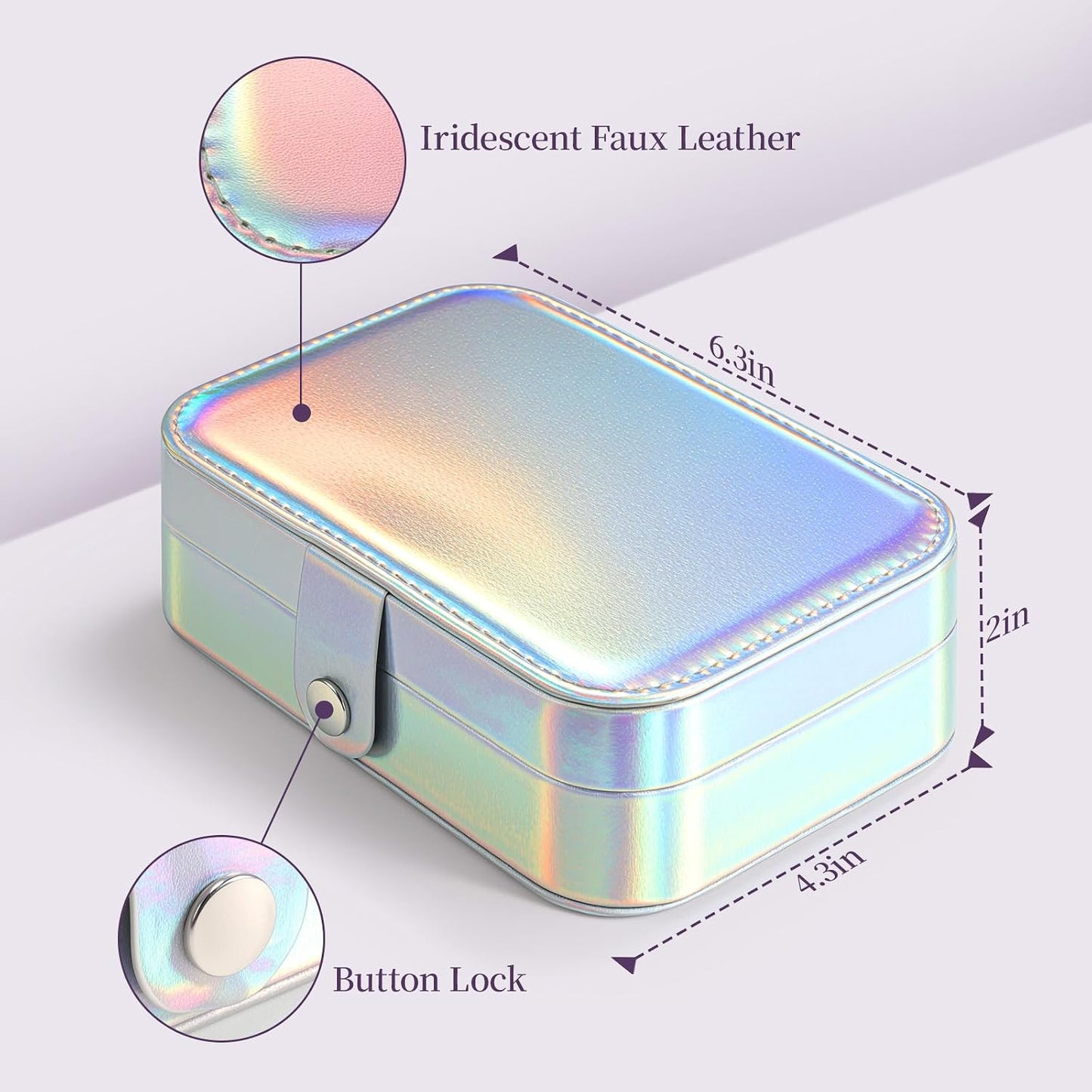 Joyero viaje portátil para aretes anillos plateado