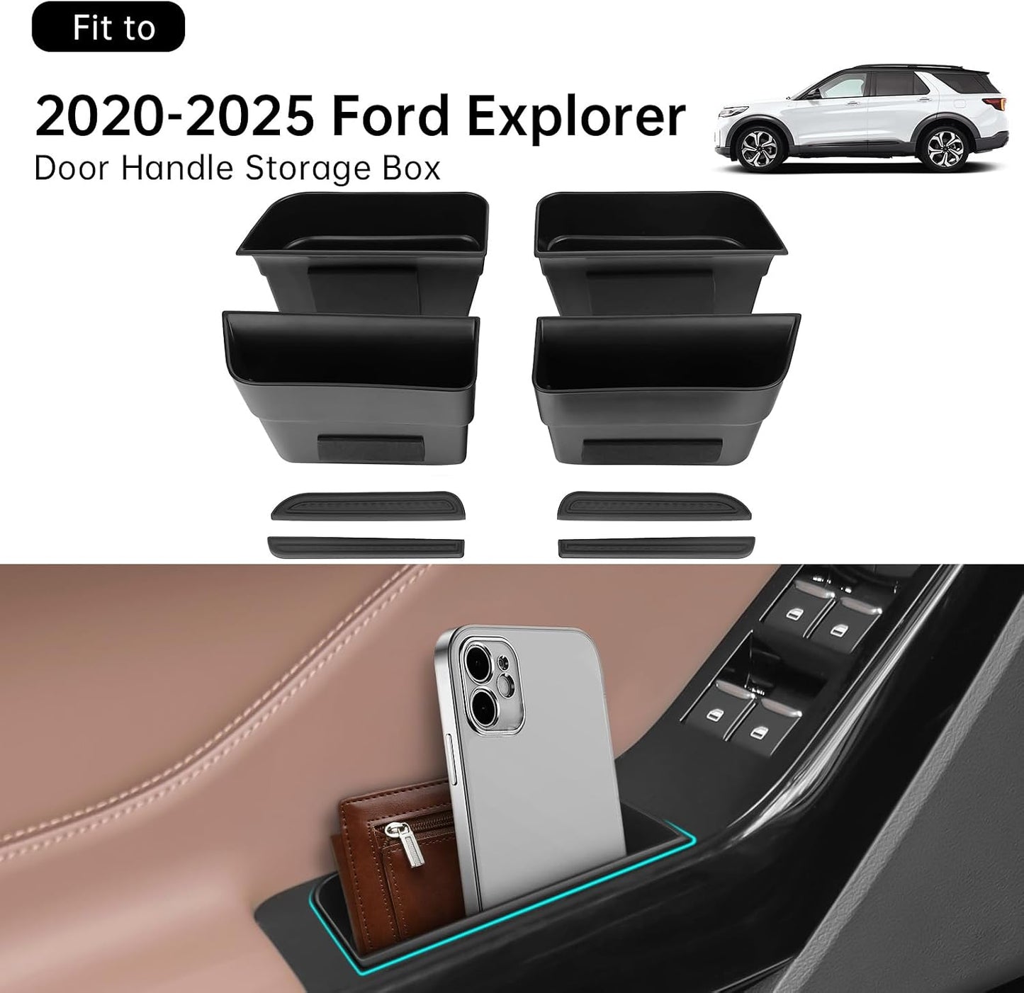 4 Pzas Bandeja agarre puerta Ford Explorer soporte teléfono