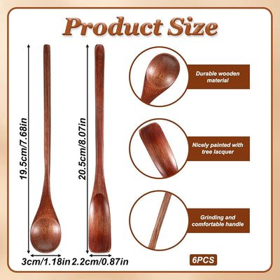 6 cucharaditas de madera de mango para café y miel
