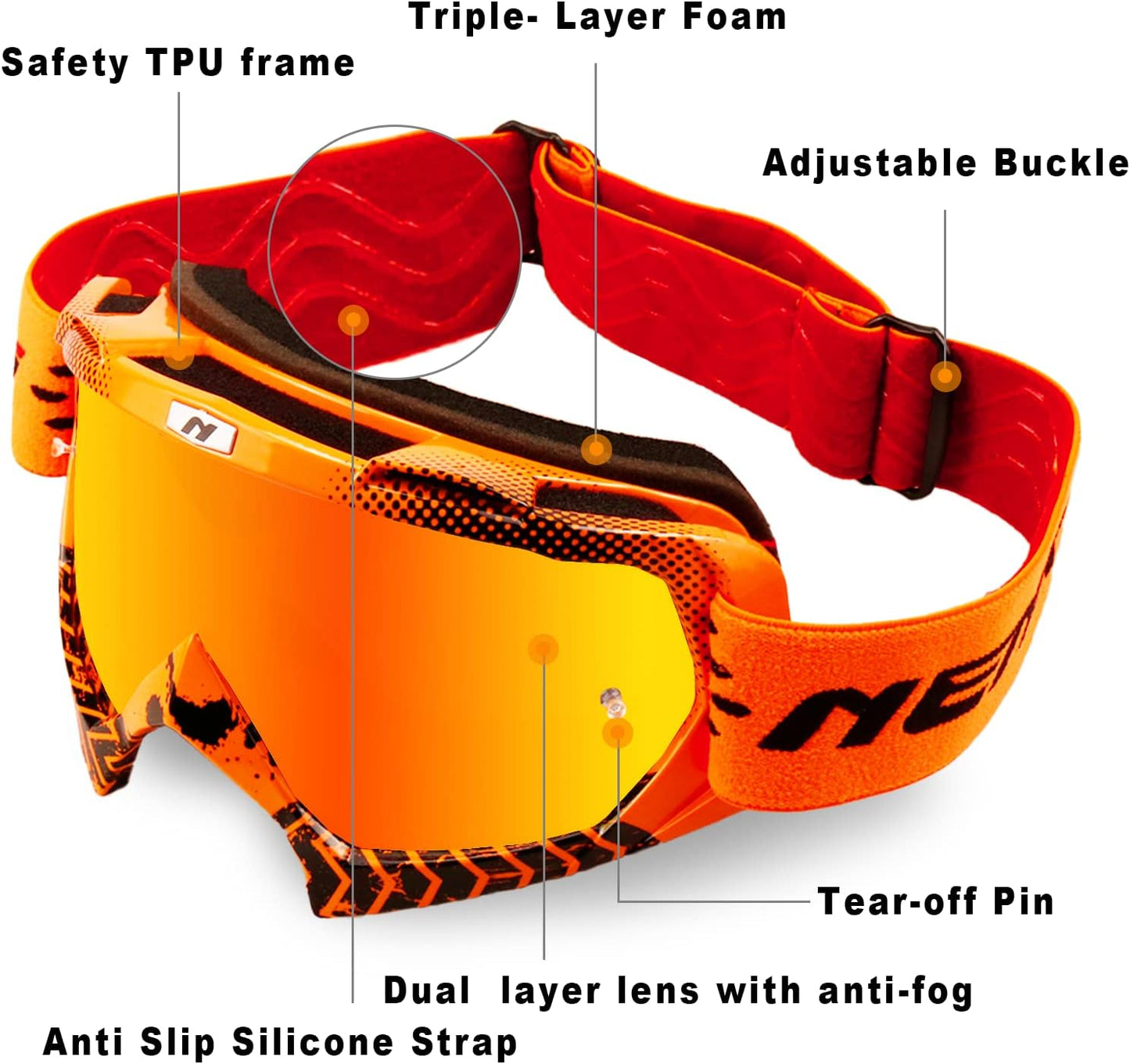 Gafas motocross antiniebla para adultos 4 ruedas