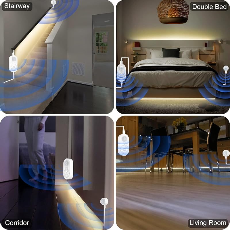 Tira luz escalera doble sensor LED 16.4" blanco cálido