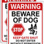 2 Señales Advertencia Perro Letrero Estaño Reflectante