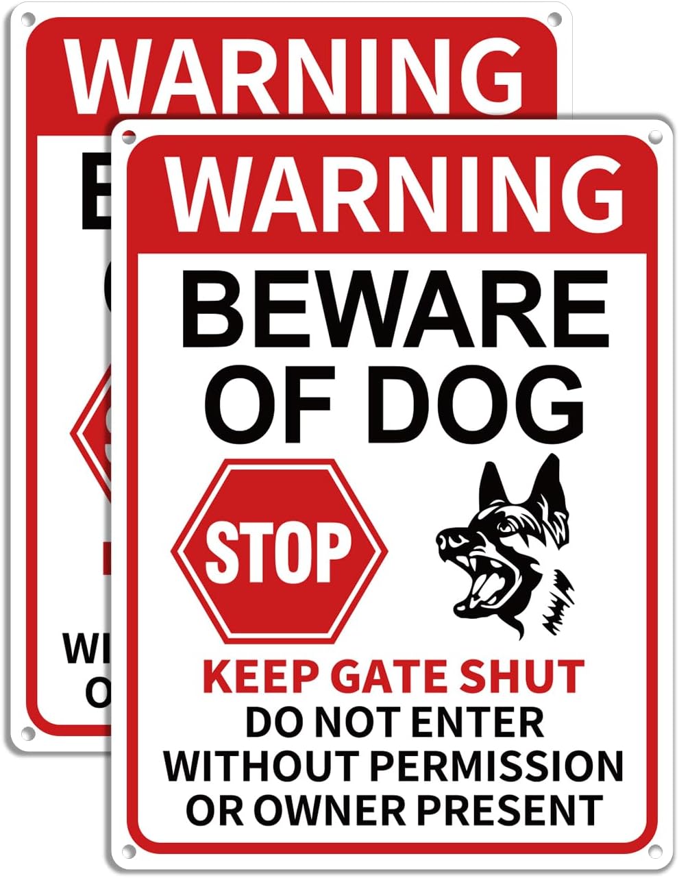 2 Señales Advertencia Perro Letrero Estaño Reflectante