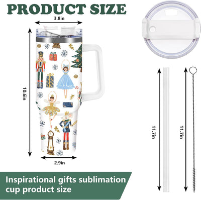 Vaso Navidad acero inox 40oz con tapa pajita asa